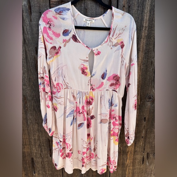 Billabong Until Tomorrow Floral Dress White & Pink Short Mini Casual Dress - Picture 6 of 16